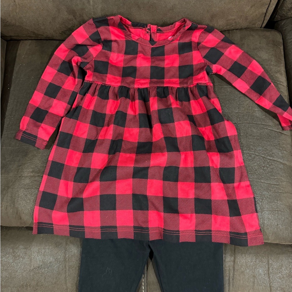 Girls WonderNation 12 month Buffalo plaid outfit. New without tags